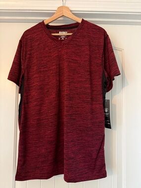 The Reset Men’s Heathered Burgundy Short-Sleeve V-Neck Shirt